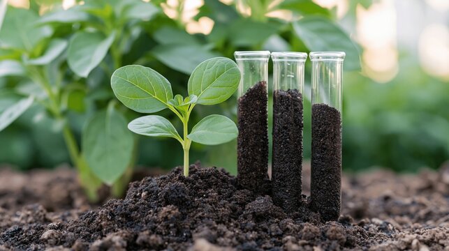 The Seedling and Test Tubes in Rich Soil Signaling Garden Science Progress