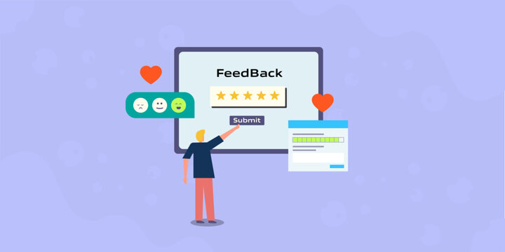 Customer sharing rating and feedback through survey form.