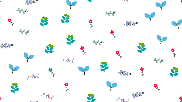 Small flowers and leaves seamless pattern