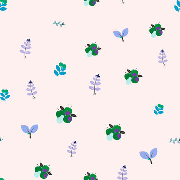Stylized fruits and leaves pattern