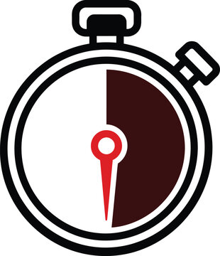 Stopwatch icon graphic representing time measurement and countdown duration with fast time