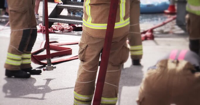Fire rescue mission with firefighters