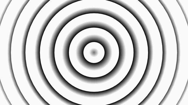 Abstract background with repeating black and white concentric circles and soft shadows