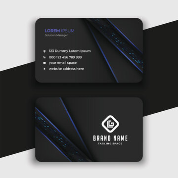 Dark shiny business card design with dynamic customize shapes editable composition professional branding customizable visiting card