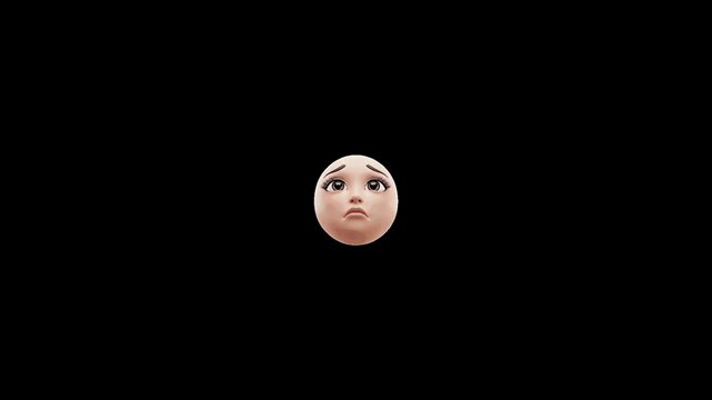Three animated circular character heads showing different sad facial expressions against a black background with character faces displaying displaying varying degrees simple digital animation tears