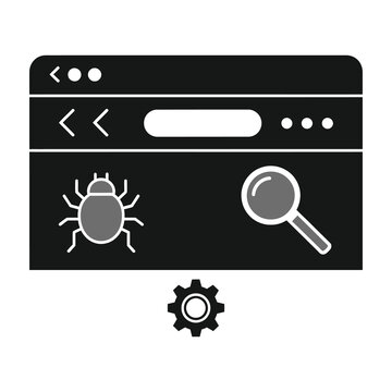 Bug web browser security bug icon magnifying glass gear