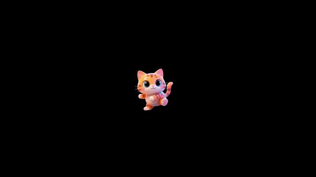 Three cute orange tabby kittens dancing in a row against a solid black studio background with performing rhythmic dance movements against clean dark black background soft studio lighting effects trio