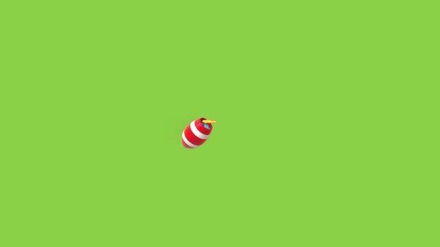 Three party poppers with colorful confetti exploding on a solid bright green background screen space with creating festive celebration atmosphere digital media projects poppers arranged horizontally