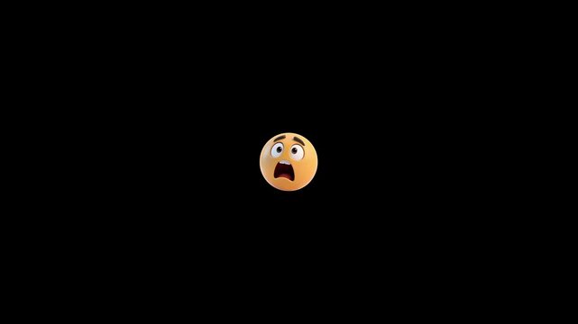 Three identical yellow shocked emojis floating in a horizontal row against a solid black background with fear arranged horizontal mouths expressing shock emojis wide eyes communication expression