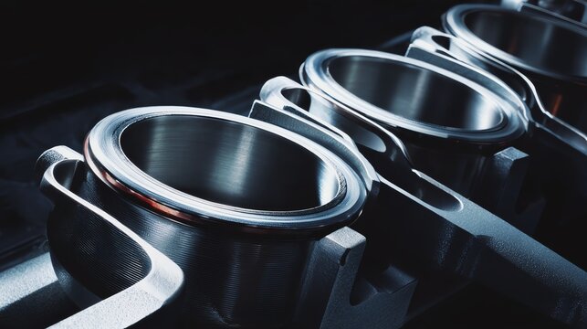 Close-up of precision metal components in engine
