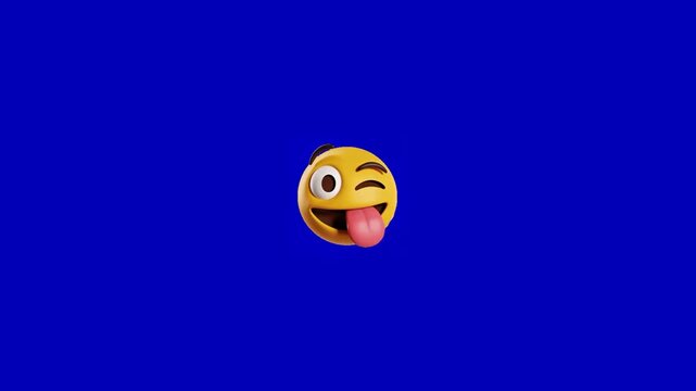 Three yellow circular emoticons with playful facial expressions floating against a bright blue background screen with background while maintaining maintaining consistent clean with solid vibrant blue