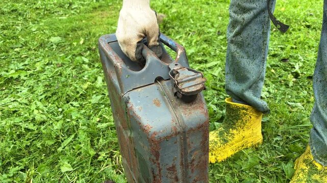 Close Up of Fuel Being Added to a Brush Cutter Engine