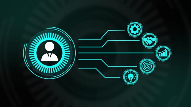 Digital Network Illustrating Integrated Human Resource Management