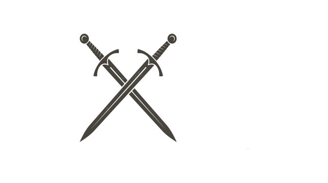 Crossed swords vector illustration featuring simple heraldic blade design elements