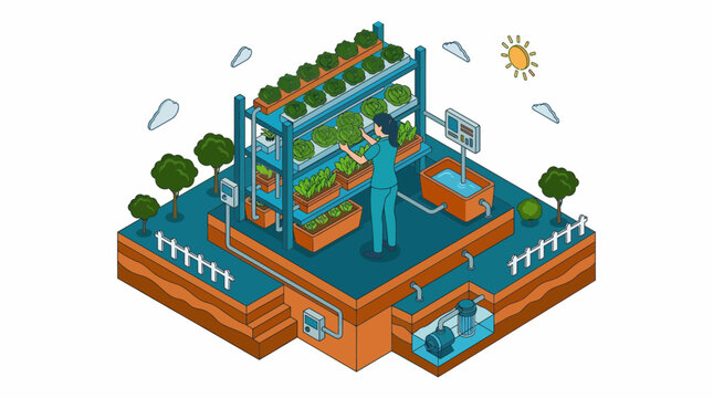 Smart Vertical Farm Hydroponic Tech Urban Food Harvest System Vector Art