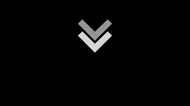 down arrow animation on black background. direction arrow icon motion. Up arrow isolated. swipe up pointing video footage black background icon 4k motion graphic animation.