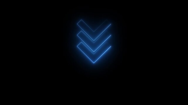 Neon Glow down arrow animation direction arrow icon 4k motion graphic animation.