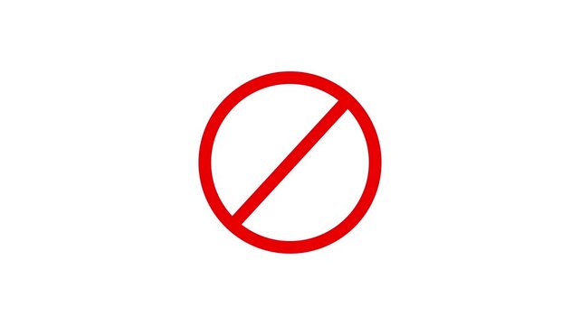 Red sign stop, cross, x, ban, cancel, prohibited icon animation on white background.motion animate 4k video.