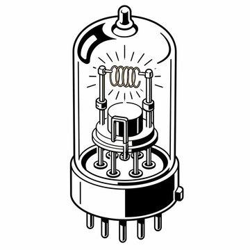 Vintage Vacuum Tube Electronic Component Vector Illustration