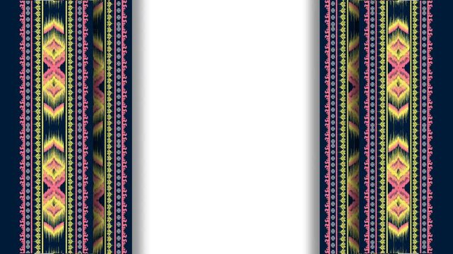 Traditional Native American Indigenous Fabric Pattern Border Background Frame Motion Graphic.