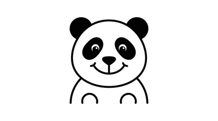 Fototapeta premium Simple line art illustration of a cute happy panda face.
