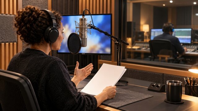 Audio Description Narrator Recording in Voice Booth