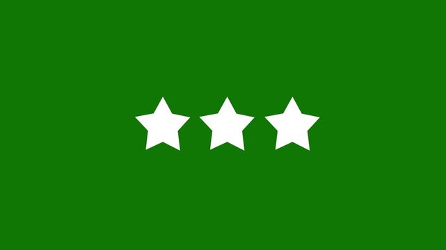 three star rating icon animated video ,animation video isolated on alpha channel background.