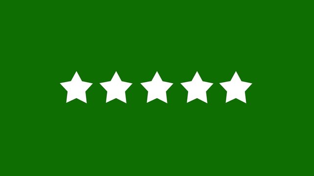 Five star rating icon animated video ,animation video isolated on alpha channel background.