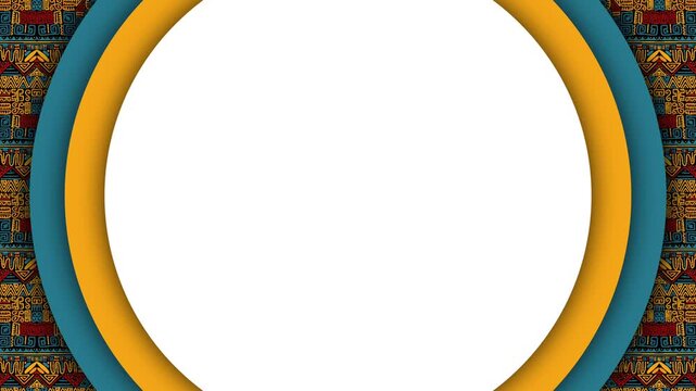 Native American Ethnic Circle Frame Loop Animation Background for Presentation Template.