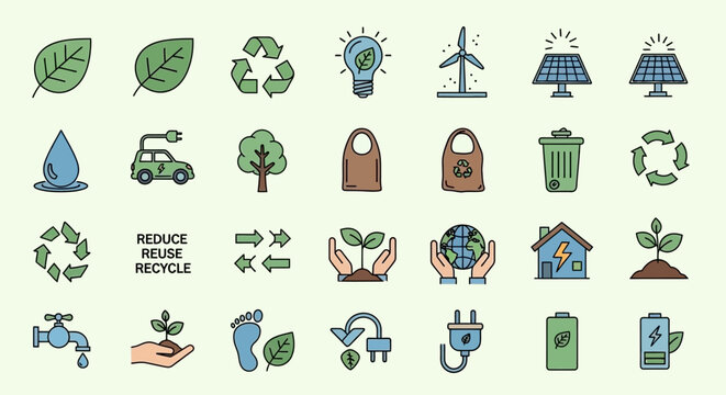 Eco Friendly Icons and Symbols.