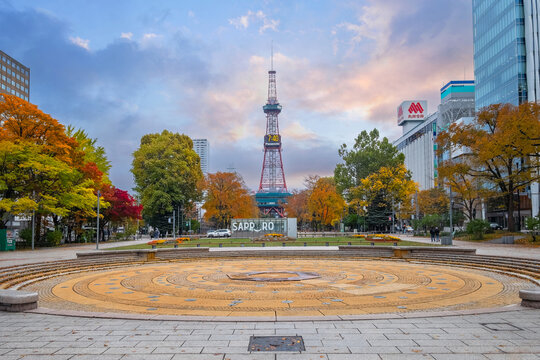 Sapporo, Japan - October 29 2025 : Sapporo TV Tower is a TV and radio broadcasting tower with 147 meters high, located in Sapporo&rsquo;s Odori Park, built in 1957