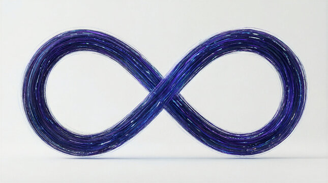 Infinity symbol abstract light streak on white background representing endless possibilities and continuous motion in a minimalist design