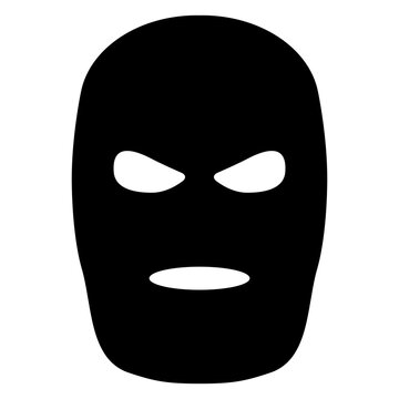 Logo delincuente. Icono con dibujo sencillo de la silueta de la cabeza de un hombre con la cara tapada con un pasamonta&ntilde;as