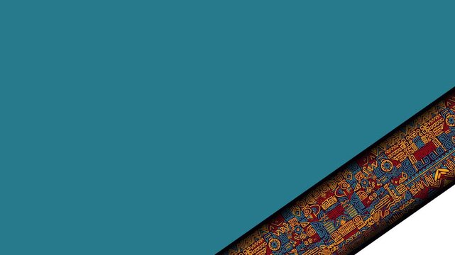 Native American Indigenous Ethnic Pattern Frame Border Teal Background.