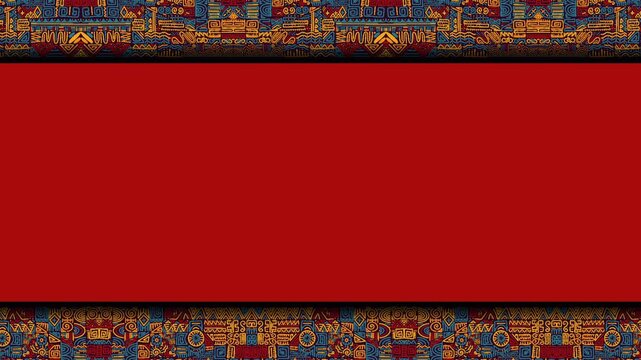 Native American Decorative Red Background Frame Animated Border Loop Video for Presentation and Text.