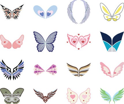 Romantic Fantasy Wings and Ornamental Flight Emblem Collection