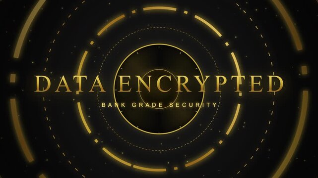 Data Encrypted Bank Grade Security Futuristic Golden HUD Animation