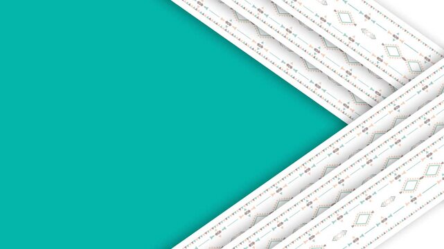 Native American Pattern Background with Green Screen Tribal Geometric Arrow Transition Frame.