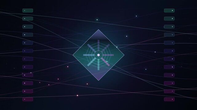 Futuristic Telecommunication Fiber Optic Cross-Connect Routing Motion Graphic, Abstract Optical Data Hub with Multi-Wavelength Light Switching Presentation Loop