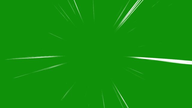 Fast Anime Comic Action Speed Lines Animation Green Background 4K, Dynamic Manga Motion Graphic with Cartoon Illustration Effect, Radial Burst Ray Stripes, Superhero Energy Explosion Glow,