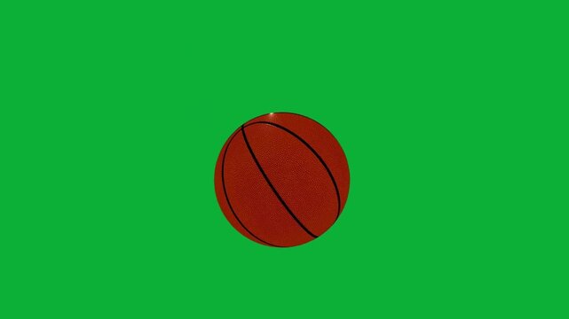 Realistic basketball bouncing animation on green screen background for sports games