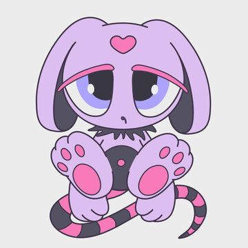 Sad cartoon animal. Funny character. Cartoon mascot design.