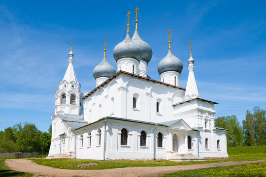 The ancient Cathedral of the Exaltation of the Holy Cross (1658) in close-up on a sunny May day. Tutaev (Romanov-Borisoglebsk). Yaroslavl region, Russia