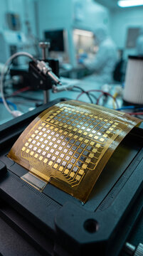 Flexible Electronic Circuit Board Microchip Prototype Tested in High Tech Laboratory