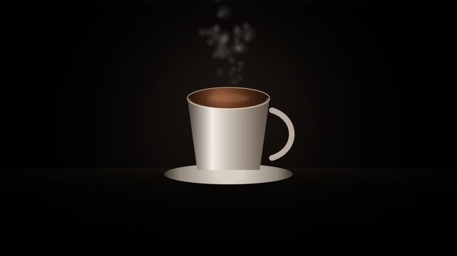 A steaming hot cup of coffee served in a simple white ceramic mug sitting on a saucer against a dark moody background perfect for morning beverage concepts 4k Motion Video
