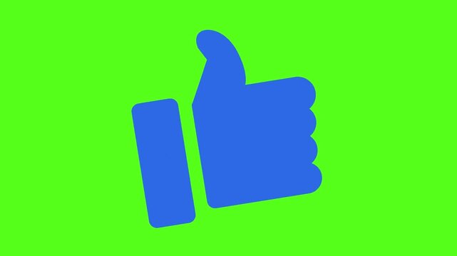 Three blue thumbs up icons animated on a bright green background for digital media content with symbols appearing pulsing pulsing solid video three communication interaction engagement agreement