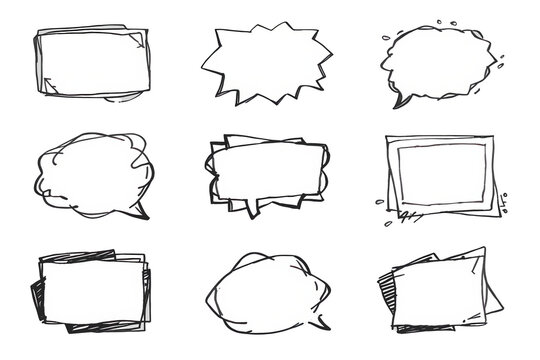 Collection of twelve sketch style speech frames