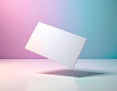 Minimal Floating Blank Rectangular Card Against A Soft Pastel Gradient Background