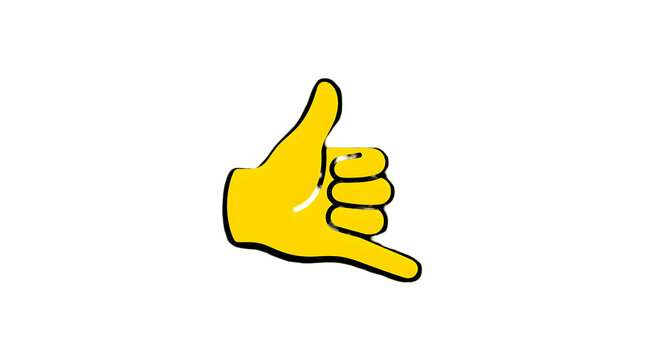 Yellow shaka hand gesture icon isolated on a transparent background for communication design