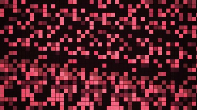 Pixel pattern displays a grid of glowing red and pink square tiles.